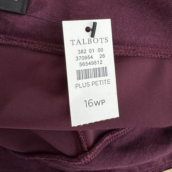 Talbots Velvet Leggings Pants 16WP Burgundy Pull On Ankle Zip NWT TP-3123 - Picture 7 of 9